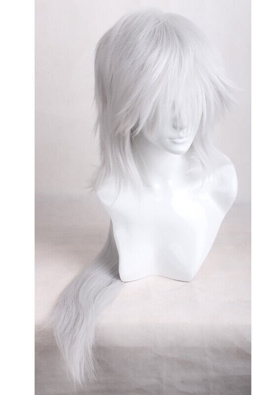 Naruto Jiraiya Cosplay Wig 35 cm + 60 cm Clip Silver White