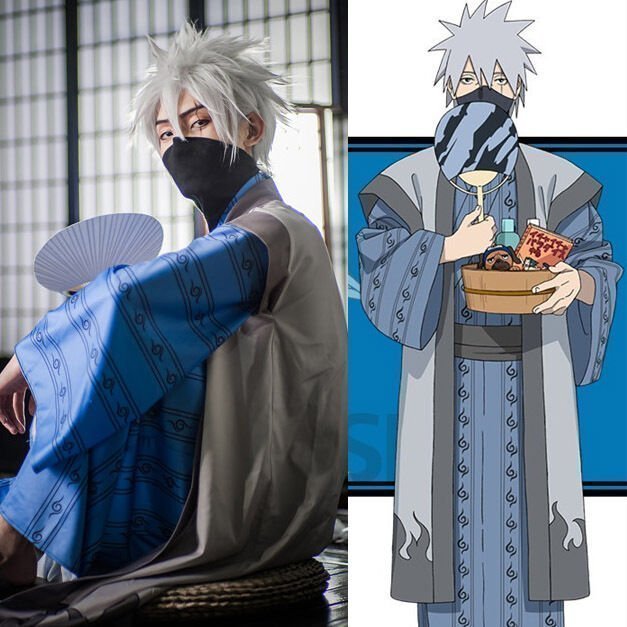 Naruto Hatake Kakashi Cosplay Costume Kimono Yukata